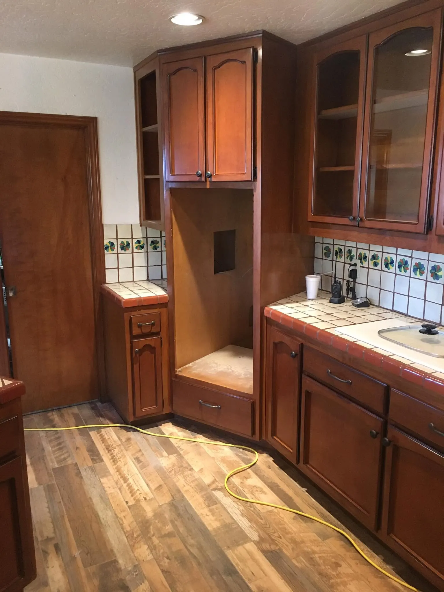 Cabinet doors and drawer fronts finished as part of a refacing project in El Cajon, CA